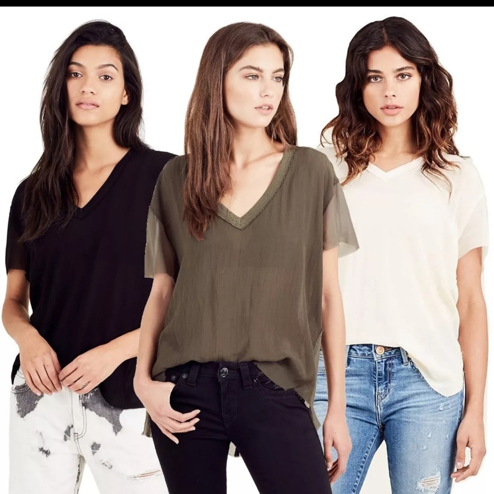 True Religion Green Semi Sheer Blouse... BRAND NEW!